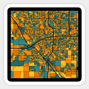 Fresno Map Pattern in Orange & Teal Sticker